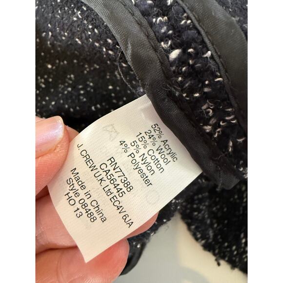 J Crew Tweed Boucle Moto Zipper Detail Jacket Black White 6 - Picture 7 of 7
